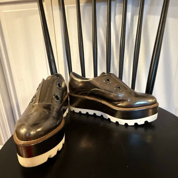 Donna Karan uri pewter metallic platform oxford size 8.5 - Picture 11 of 12